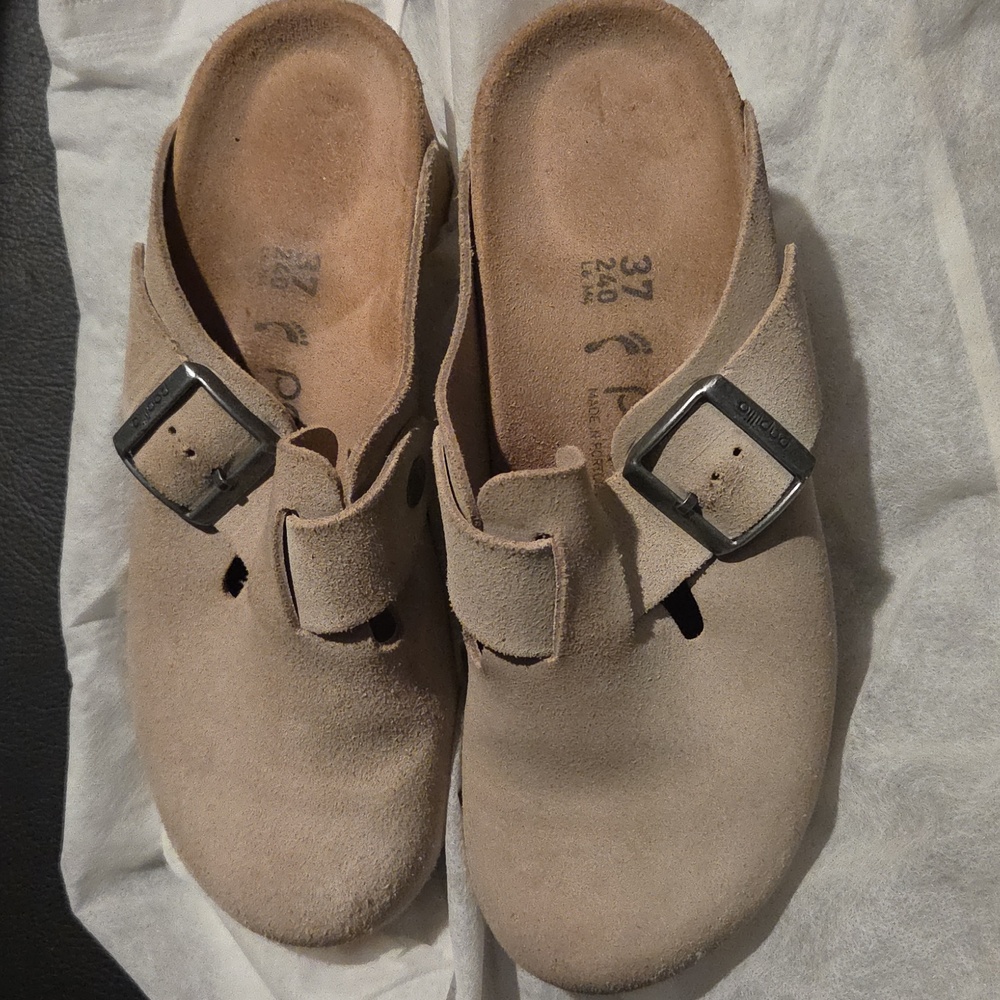 Birkenstock Women's Beige Suede Mules